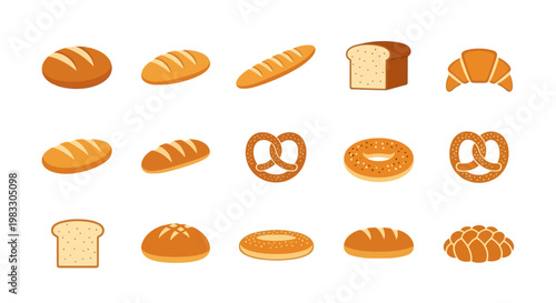 Assorted Bread Loaves And Baked Rolls On Display.