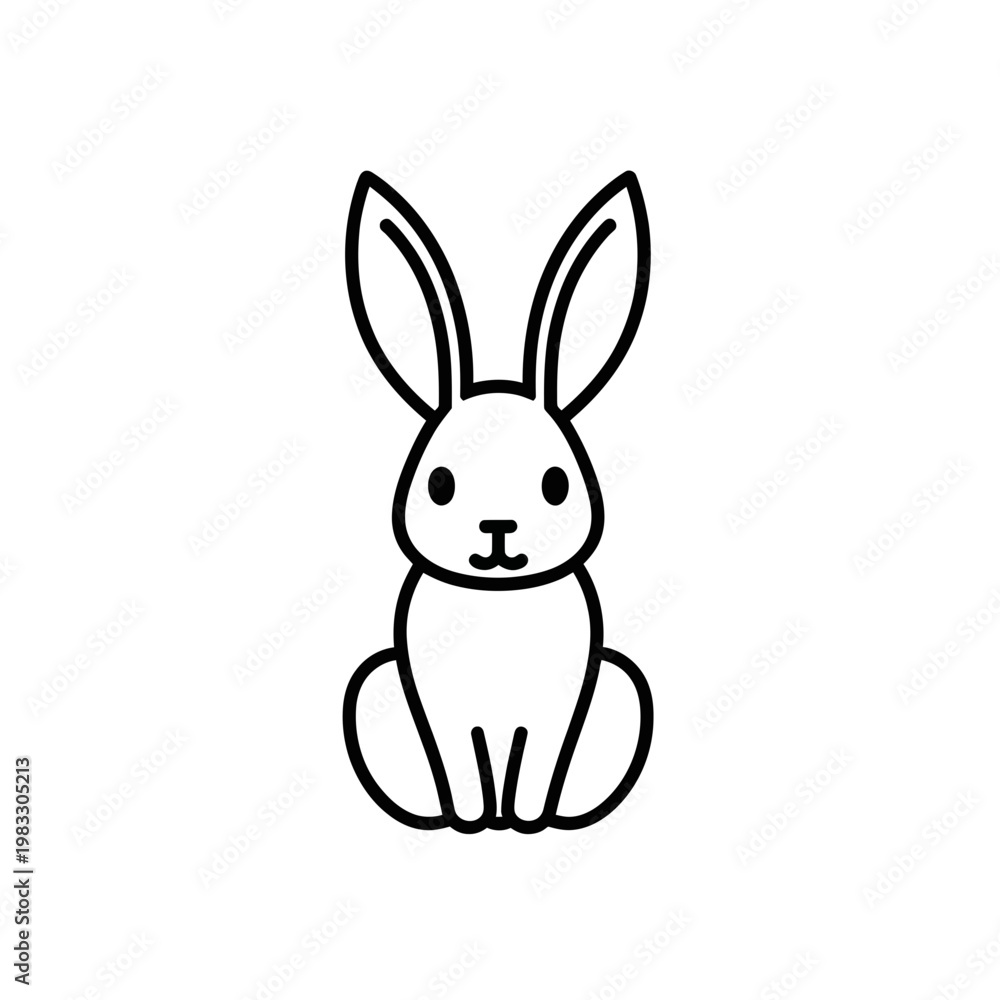 Fototapeta premium Cute Bunny Rabbit Outline Icon