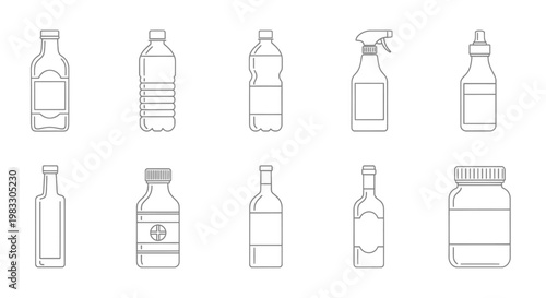 Assorted spray bottles main subject close up view.