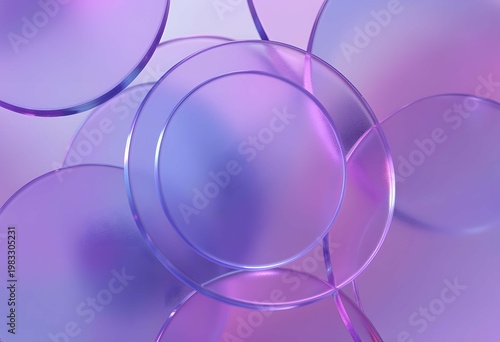 Abstract Pastel Gradient Glass Circles Background in Purple and Pink