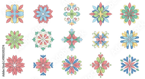 Colorful Mandala Floral Pattern Artwork Symmetrical.