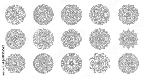 Ornate Circular Medallion Designs For Decoration.
