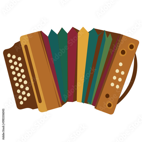 Vintage Accordion Musical Instrument for Oktoberfest Festival Design. This musical instrument icon is perfect for Bavarian festival posters, German party invitations, and folk music branding. 