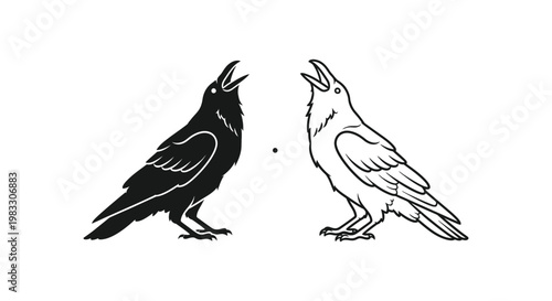Black and White Birds Contrast Art Design Vector