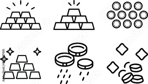Gold bars coin stack and abstract shapes symbolizing wealth and investment growth.