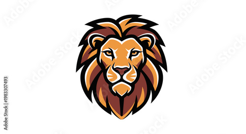 Lion Face Closeup Cartoon Illustration.