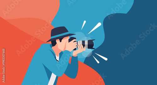 Man taking photo with camera.