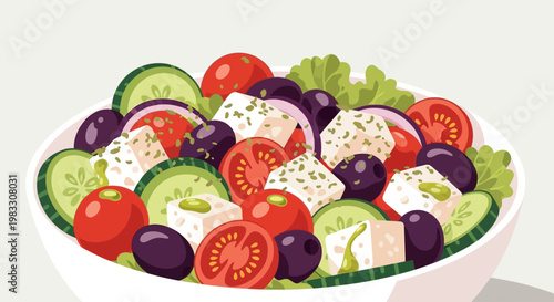 Fresh Vegetable Salad with Cheese.