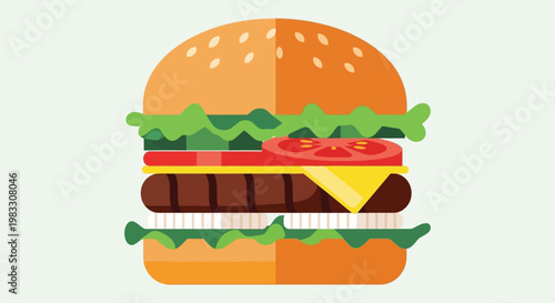 A delicious hamburger with cheese lettuce.