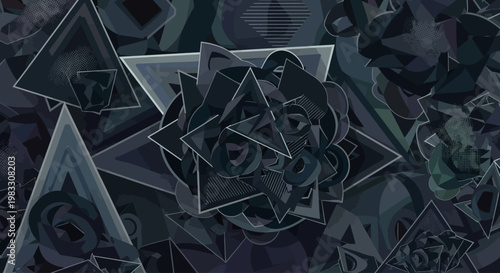 Black and white geometric shapes.