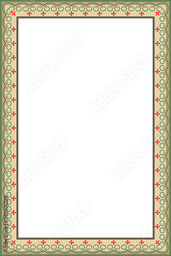 Vector colored square Yakut ornament. Infinite rectangle, border, frame of the northern peoples of the Far East.
