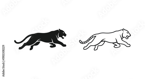 Black and White Cat vs Dog Silhouette Designs Vector