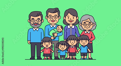 Multigenerational Family Standing Together Smiling.