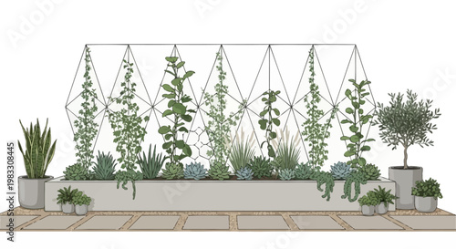 Variety of plants in planters indoors.