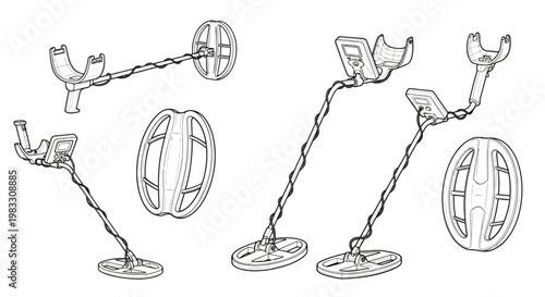 Sketch of metal detectors and components a detailed illustration