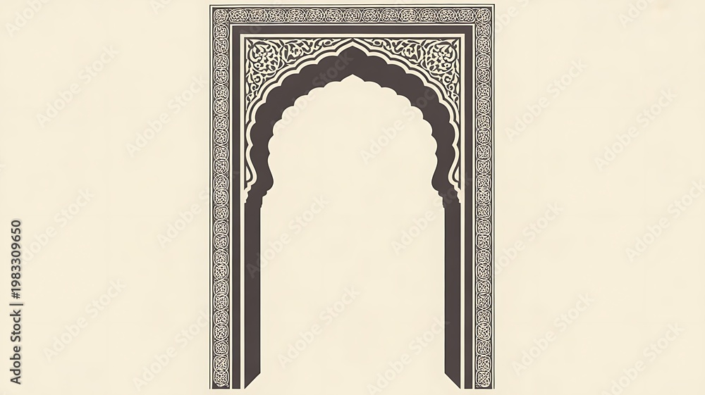 Fototapeta premium Mughal architecture Indo-Islamic wall backdrop 