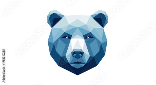 Blue Polygonal Bear Head Illustration.
