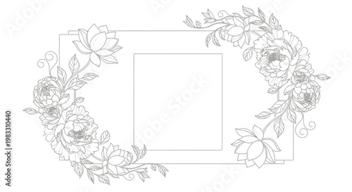 Floral Wreath Frame Border Design.