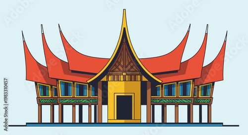 Traditional Thai Temple Roof Architecture.