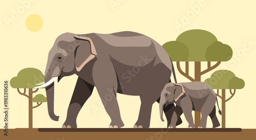Large gray elephant with small elephant.