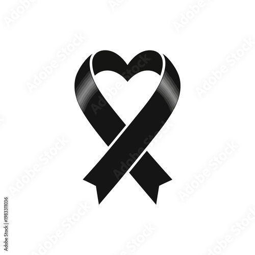 Black Awareness Ribbon Symbol Representing Mourning and Remembrance