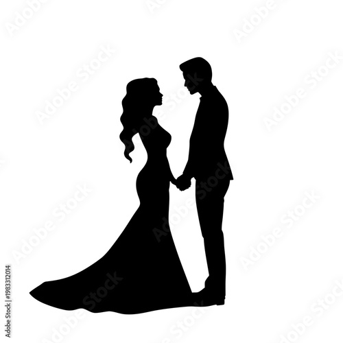 Bild auf Leinwand bride and groom silhouette