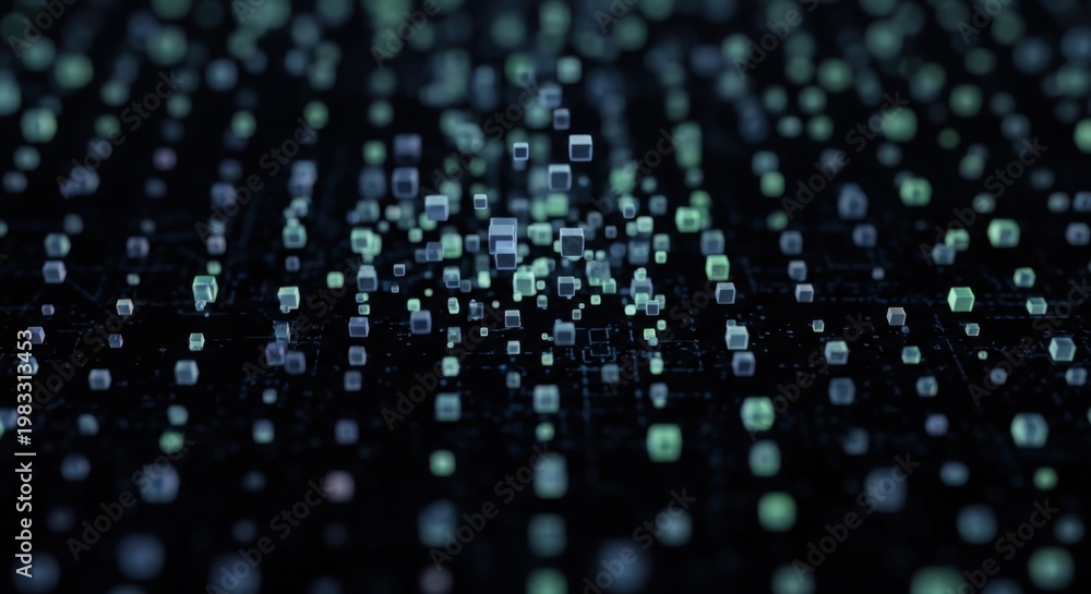 Fototapeta premium Digital Data Cubes Floating in Cyber Space