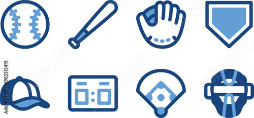 Baseball equipment icons a collection of essential game gear