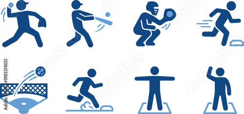 American football play sequence icons depicting actions and equipment