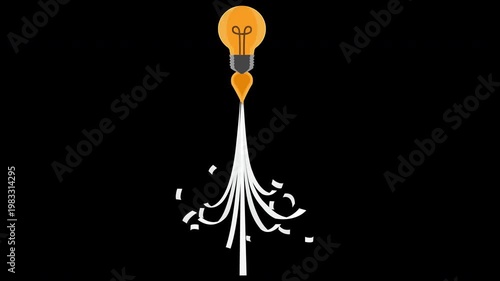 Animated Creative Lightbulb Idea Reveal for Innovation Concept Motion Loop on Alpha Channel
