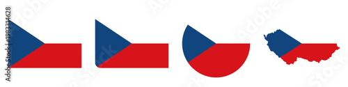 czechia circular, czechia rectangular, and czechia map flag flat icon