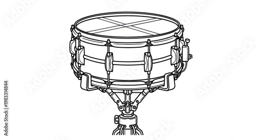 A snare drum with metal hardware.