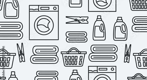 Laundry icons and household cleaning supplies.