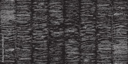 Monochrome texture composed of irregular graphic elements. Distressed uneven grunge background. Abstract vector illustration. Overlay for interesting effect and depth. Isolated on white background.