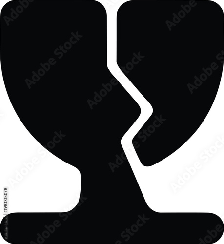 Black and white Rubin vase optical illusion vector illustration, dual perception design showing vase or faces, psychology, symmetry, abstract art