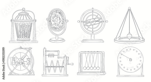Vintage Scientific Instrument Illustrations Collection.