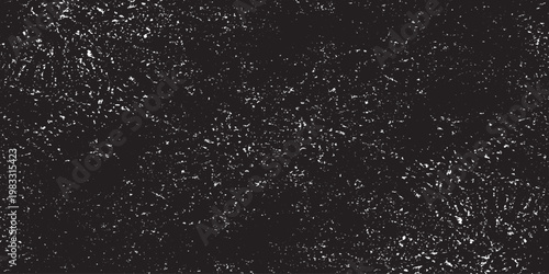 Snow, stars, twinkling lights, rain drops on black background. Abstract vector noise. Small particles of debris and dust. Distressed uneven grunge overlay.