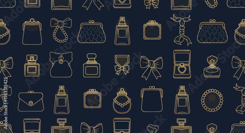 Collection of luxury beauty product icons.