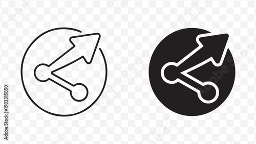 Minimalist icons for settings or configuration with arrow pointing up and wrench symbol in white and black for UI design isolated on Transparent Background