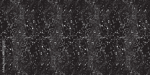 Snow, stars, twinkling lights, rain drops on black background. Abstract vector noise. Small particles of debris and dust. Distressed uneven grunge overlay.