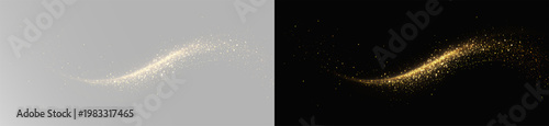 Fotografie Abstract magic golden light wave with glowing dust particles png