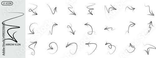 21 Arrows icons set. Line arrows. Vector arrows of various shapes and directions. arrow modern and simple icon.