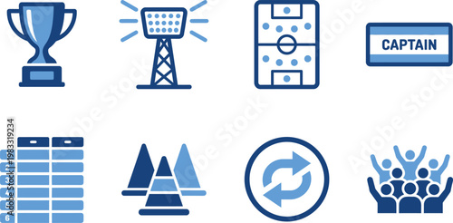 Basketball icons set trophies courts and game elements
