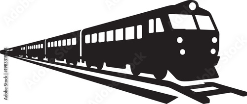 Train, locomotive, railway, transportation icon, black silhouette, vector graphic