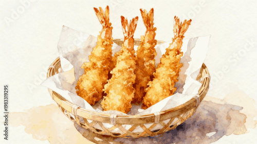 Golden Fried Shrimp Delight isolated watercolor vector illustration svg