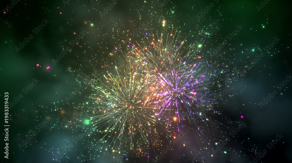 Fototapeta premium Vibrant fireworks illuminate the night sky, creating a dazzling display of color and light for celebrations.