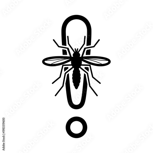 Mosquito and Exclamation Mark Warning Icon Illustration