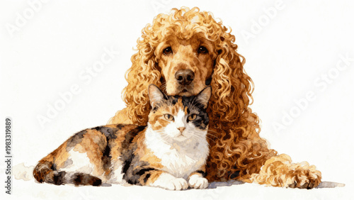 Best Buddies Dog and Cat isolated watercolor vector illustration svg