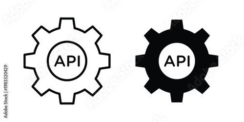 API icon outline style. Black solid silhouette style icons