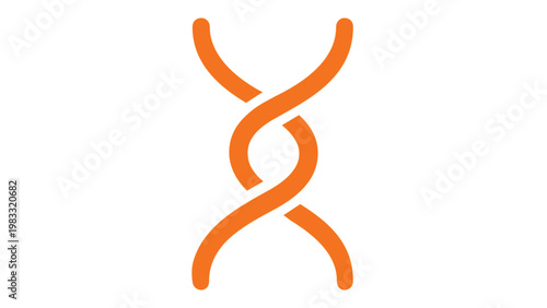 Orange DNA double helix vector icon illustration. Minimalist flat design representing genetics, biology, medical research, and biotechnology. Scalable AI-generated graphic on white background.